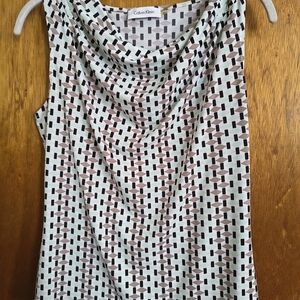 Calvin Klein Women's Geometric Print Top - Black and White